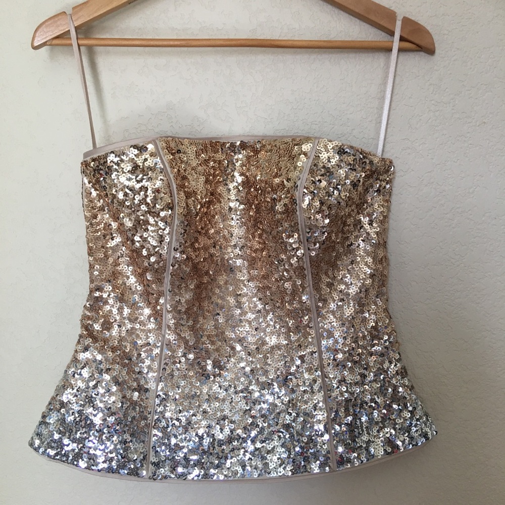 White House Black Market Sequin Bustier - Size 6